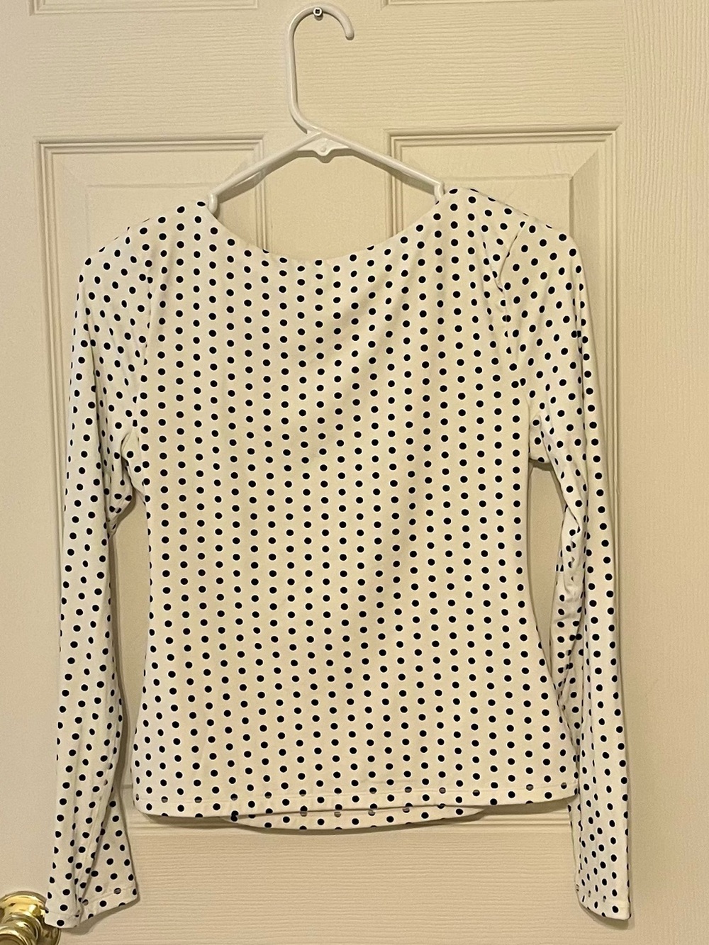 Women’s SUUKSESS Black And White Polka Dot Backless Long Sleeve Shirt Size M